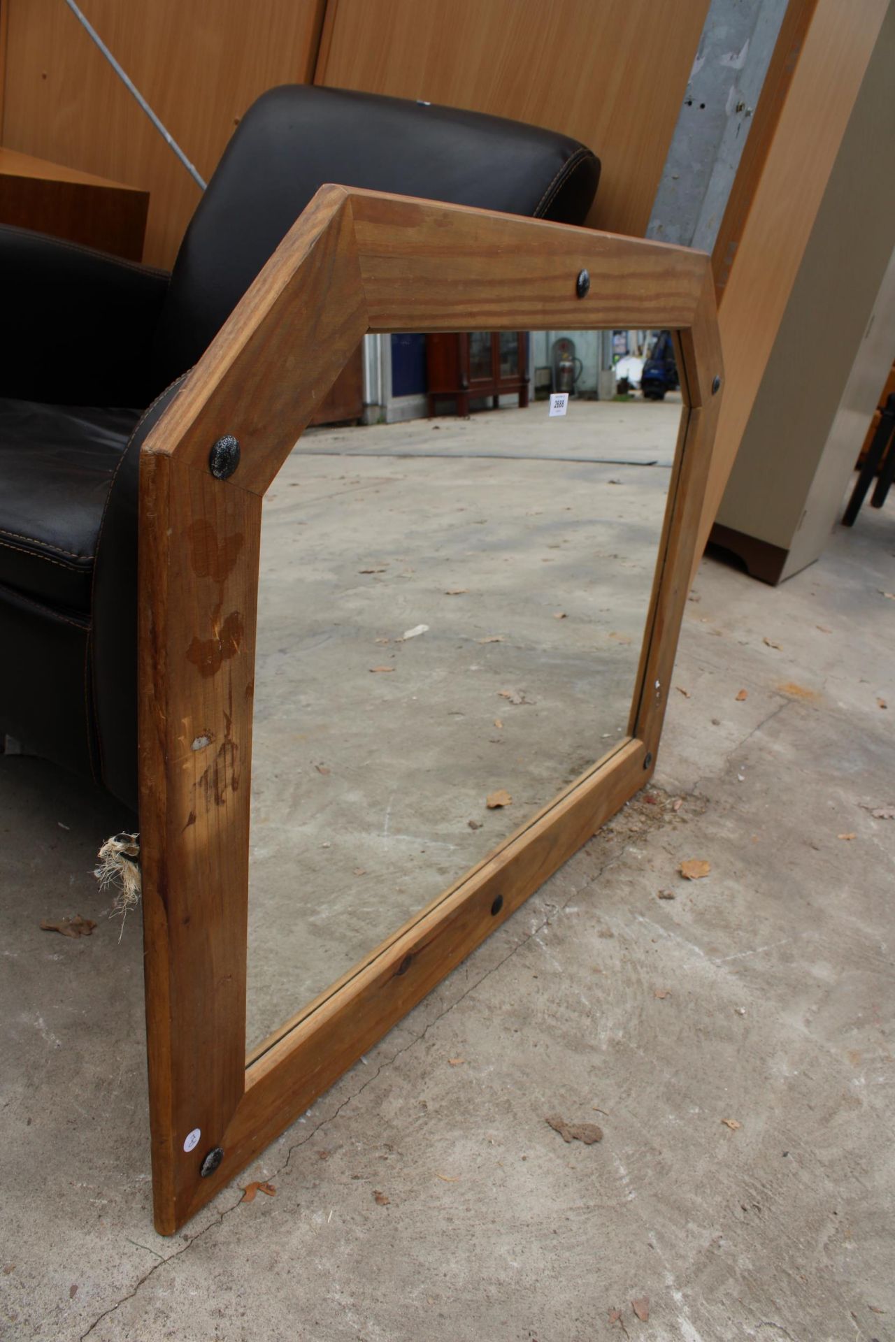 A MEXICAN PINE FRAMED MIRROR 42" X 31" - Image 2 of 2