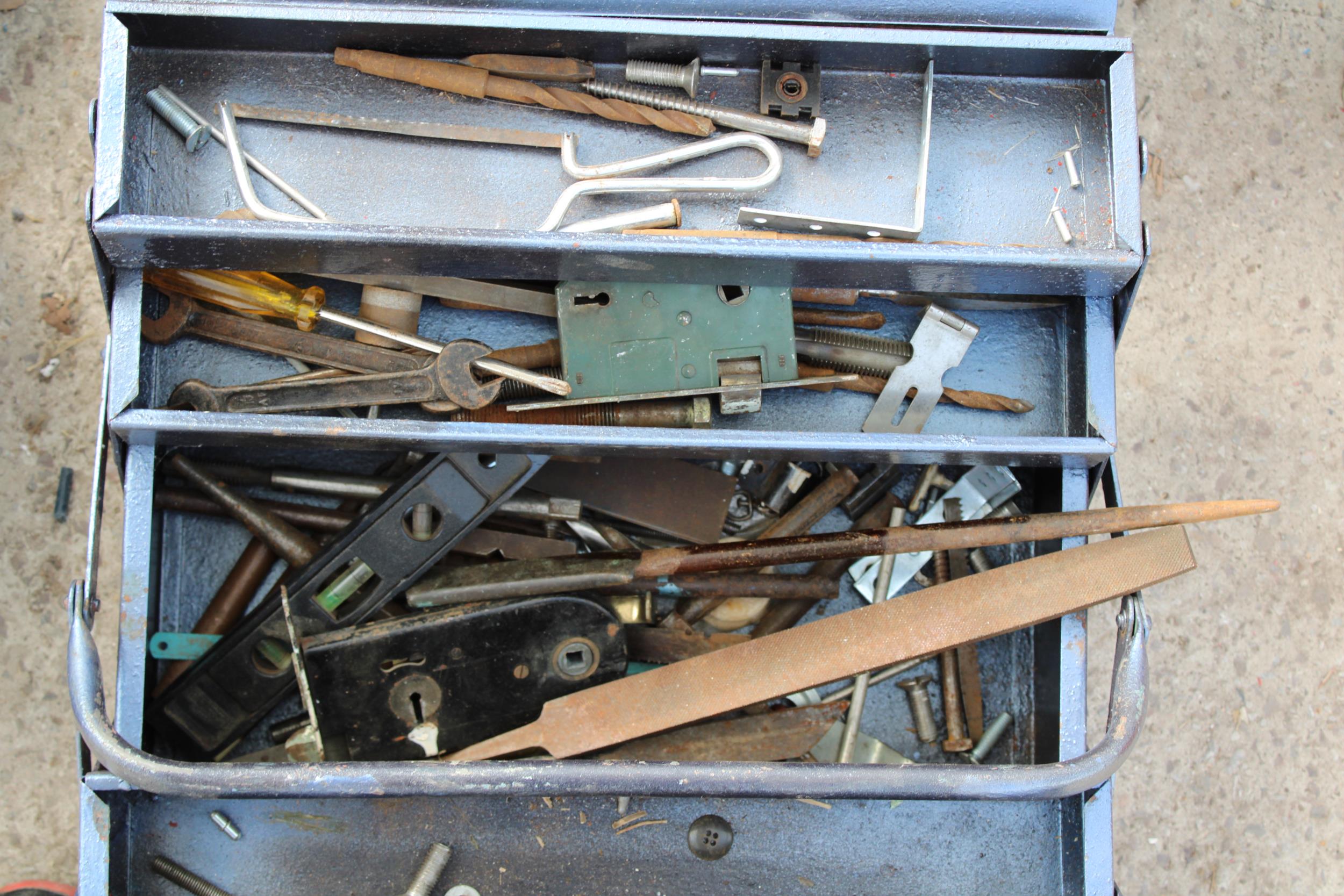 TWO TOOL BOXES WITH AN ASSORTMENT OF TOOLS TO INCLUDE BRACE DRILLS AND SPANNERS ETC - Image 3 of 3