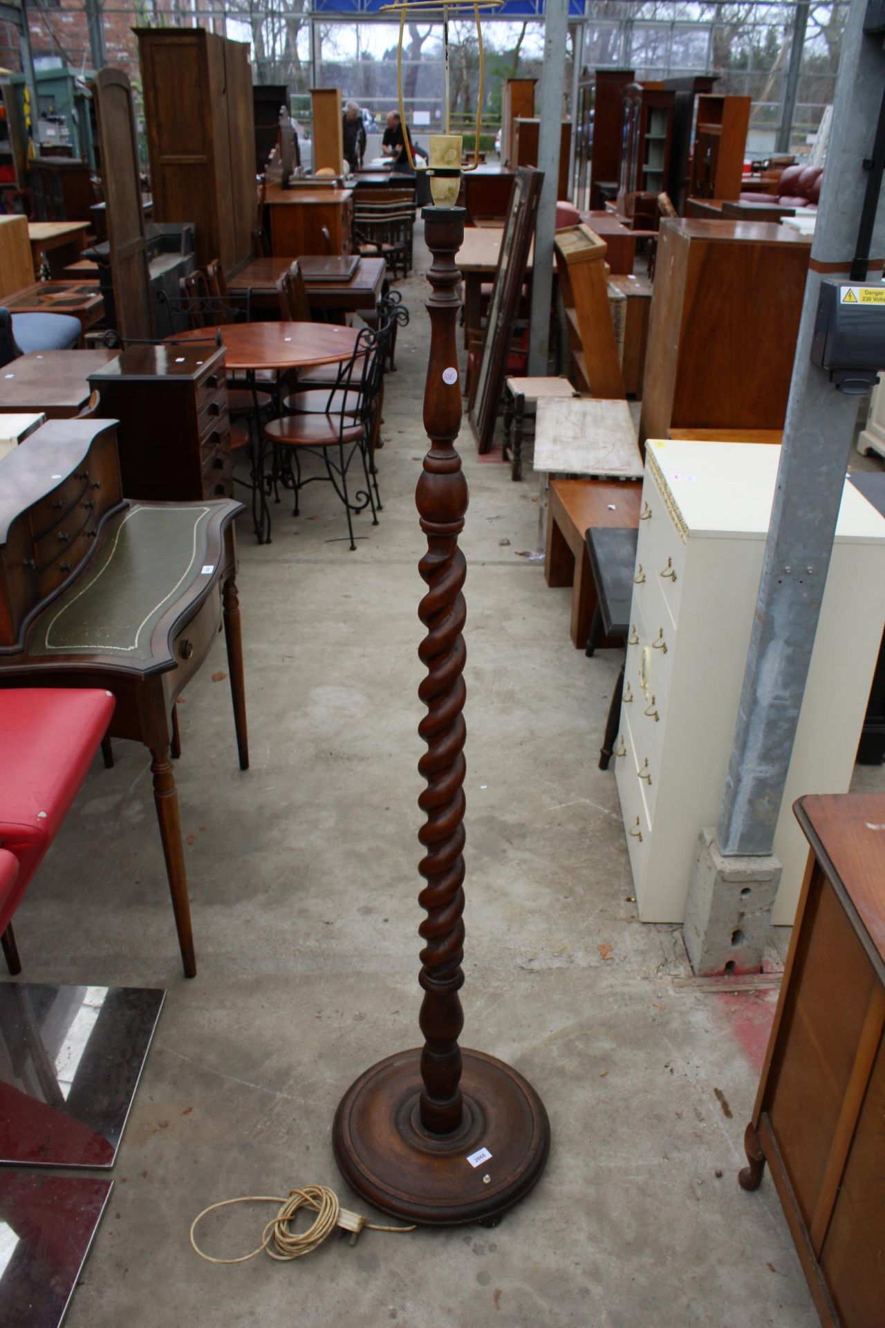 A MID 20TH CENTURY BARLEY TWIST STANDARD LAMP