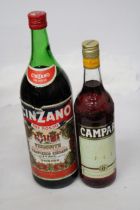 A 1.5 LITRE BOTTLE OF CINZANO ROSSO VERMOUTH TOGETHER WITH A BOTTLE OF CAMPARI