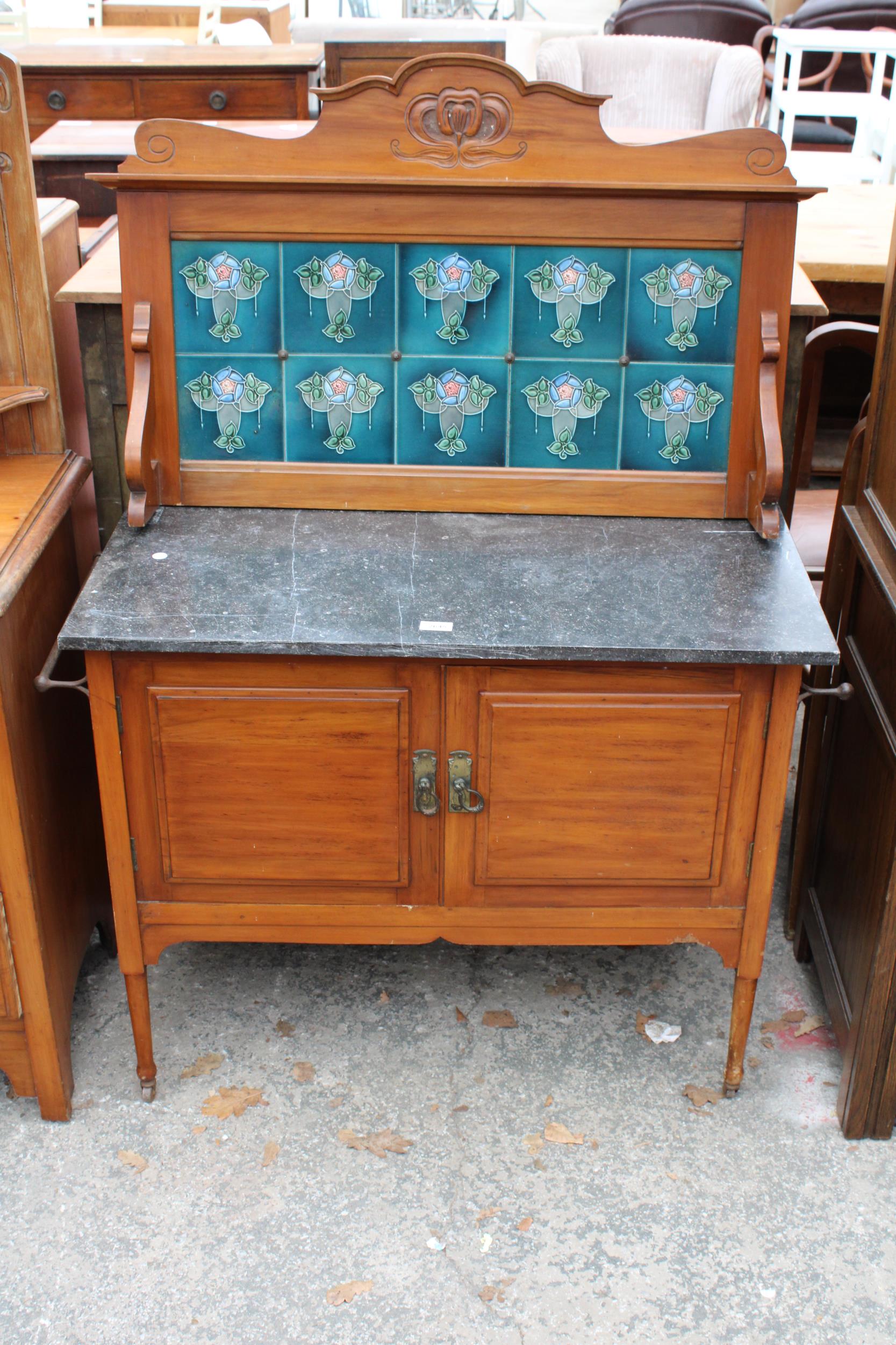 A VICTORIAN SATINWOOD DRESSING CHEST AND MARBLE TOP WASHSTAND - Image 2 of 6