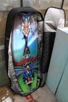 A NEVIN SOUL 5 WAKEBOARD WITH CARRY CASE