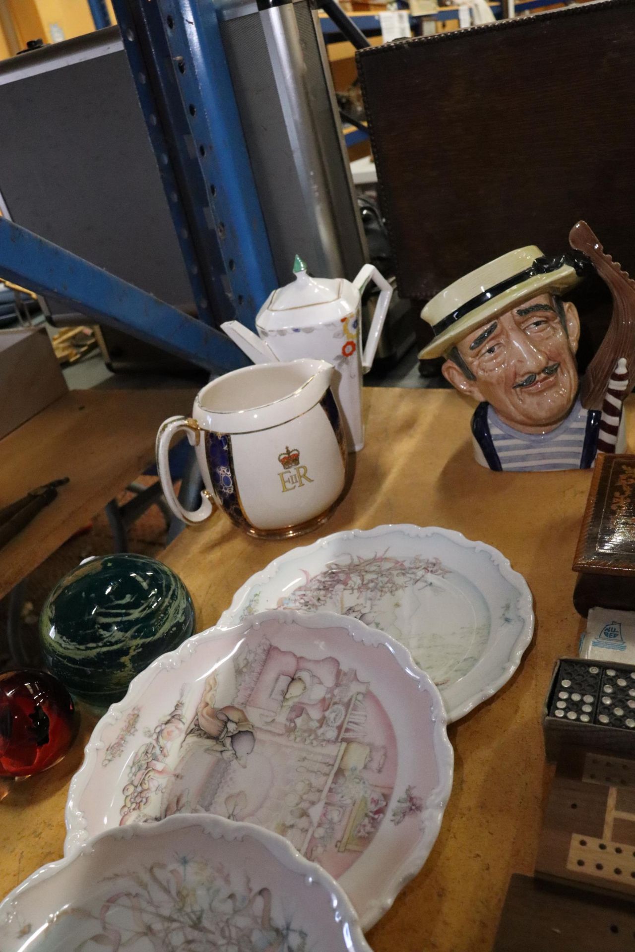 FOUR ROYAL DOULTON WIND IN THE WILLOWS' PLATES TOGETHER WITH PAPERWEIGHTS, TOBY JUG ETC., - Image 9 of 9