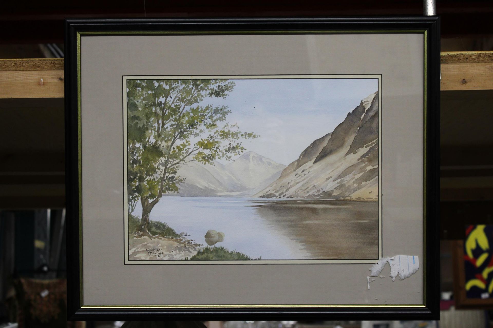 A WATERCOLOUR OF WASTWATER, SIGNED N J TREGIDGA, 54CM X 44CM - Image 2 of 3