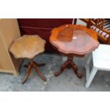 AN ITALIAN STYLE TRIPOD WINE TABLE 21" DIAMETER AND A WALNUT WINE TABLE WITH PIE CRUST EDGE 16.5"