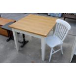 A PAINTED VICTORIAN KITCHEN CHAIR AND A MODERN KITCHEN TABLE 36" WIDE