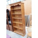 A PINE SIX TIER OPEN BOOKCASE 38" WIDE
