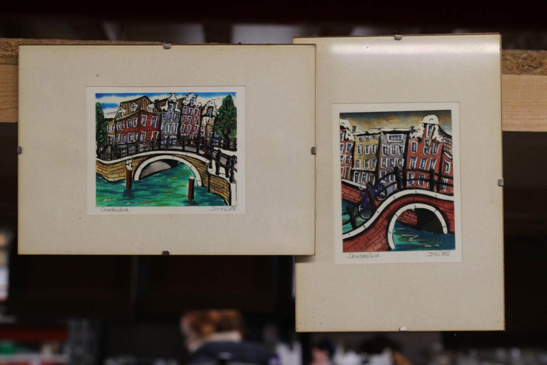 TWO SMALL WATERCOLOURS OF AMSTERDAM - INDISTINCT SIGNATURE