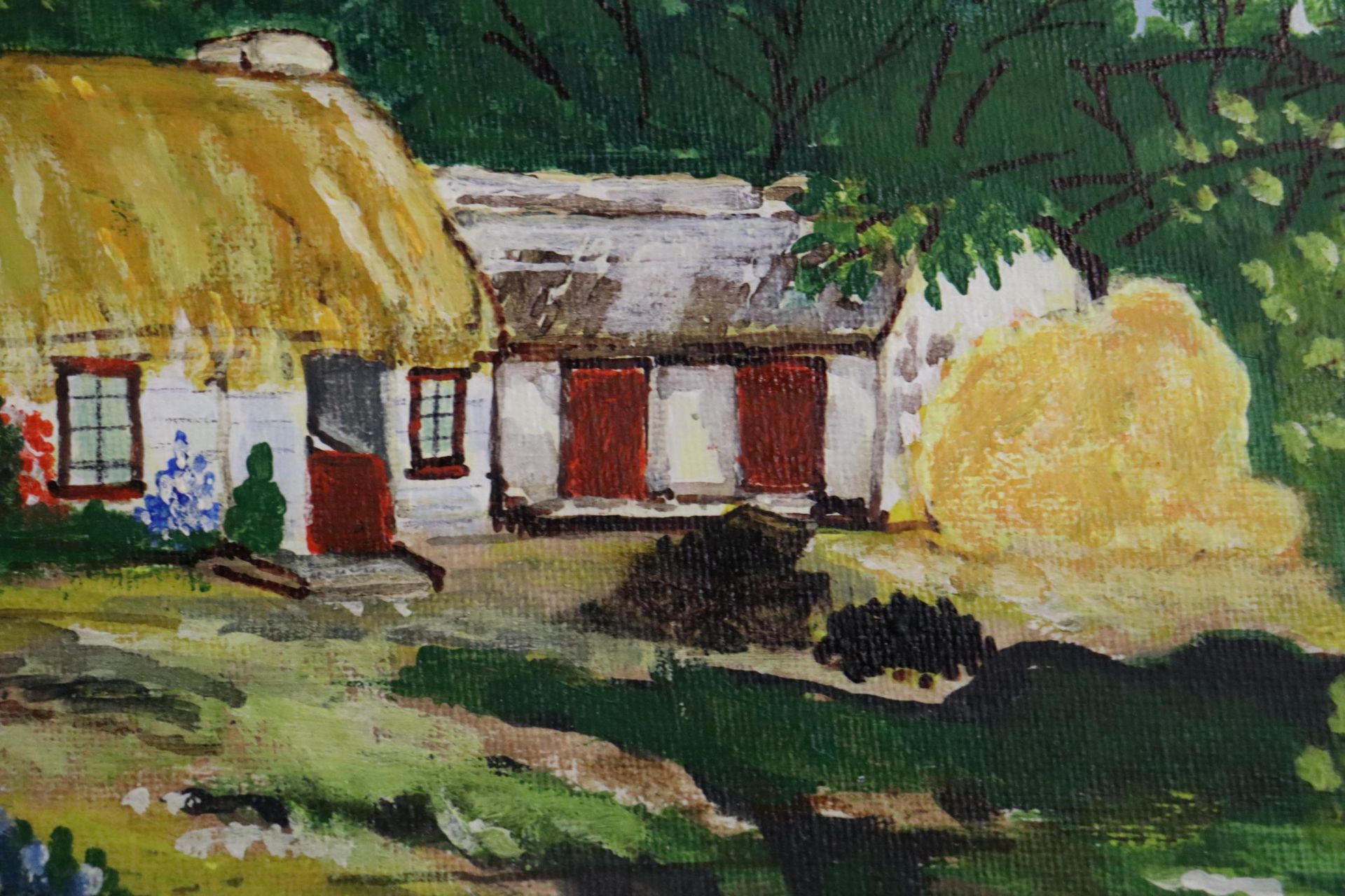 TWO OILS ON CANVAS OF COTTAGE SCENES, SIGNED, M PEREZ AND THOMAS DARRASH LARMOUR - Image 8 of 8