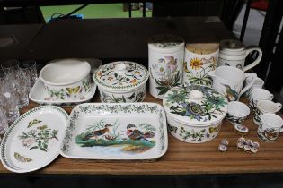 A QUANTITY OF PORTMEIRION DINNERWARE WITH VARIOUS DESIGNS TO INCLUDE TWO LIDDED SERVING TUREENS, A