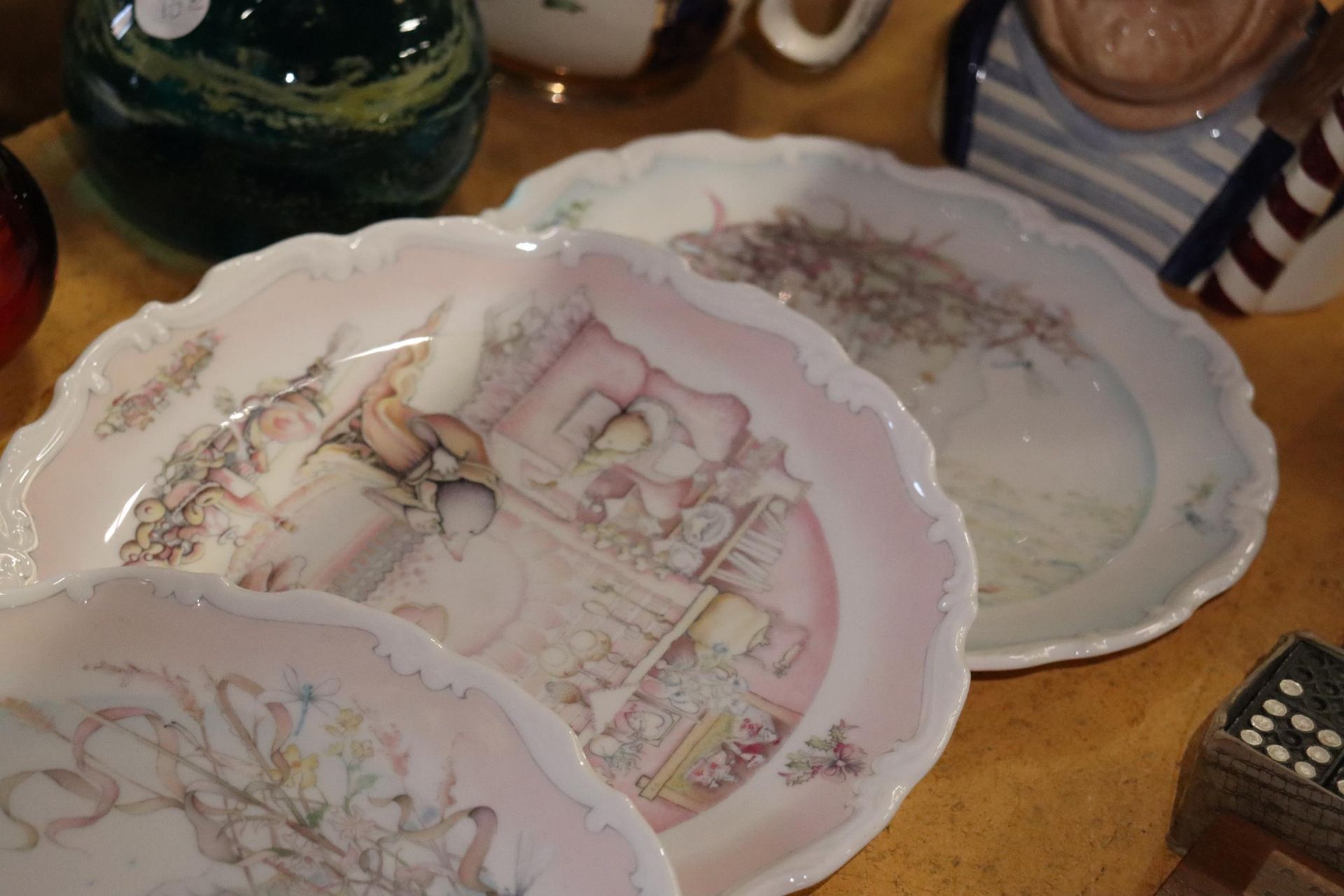 FOUR ROYAL DOULTON WIND IN THE WILLOWS' PLATES TOGETHER WITH PAPERWEIGHTS, TOBY JUG ETC., - Image 3 of 9