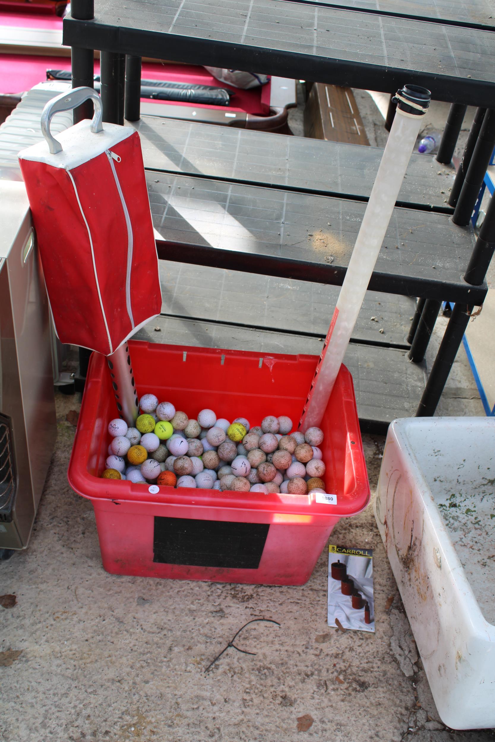A VERY LARGE QUANTITY OF LAKE GOLF BALLS AND TWO BALL COLLECTORS