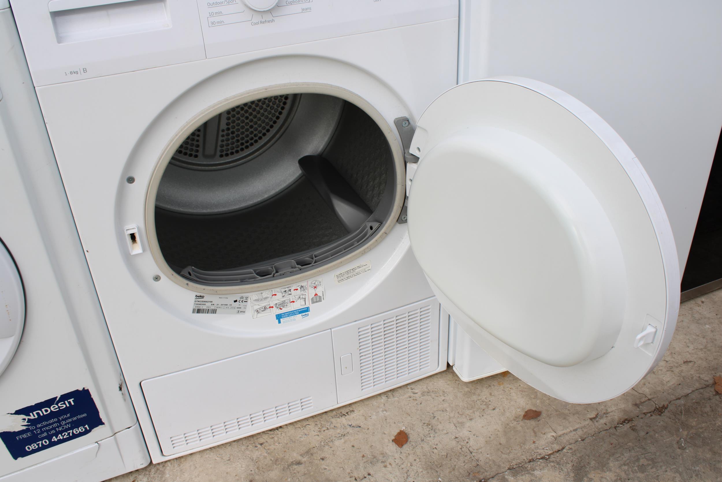 A WHITE BEKO 8KG CONDENSOR DRYER BELIEVED IN WORKING ORDER BUT NO WARRANTY - Image 3 of 3