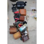 AN ASSORTMENT OF ITEMS TO INCLUDE CAMERAS AND BINOCULARS ETC