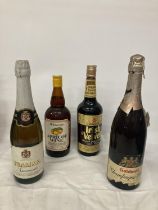 FOUR BOTTLES TO INCLUDE APRICOT WINE, IRISH VELVET, FRAMAR SPUMANTE ETC