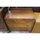 A MID 20TH CENTURY CHEST OF THREE DRAWERS 30" WIDE
