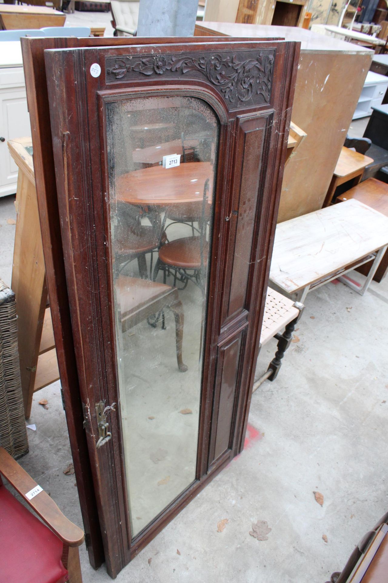 A PAIR OF VICTORIAN MAHOGANY WARDROBE MIRROR DOORS