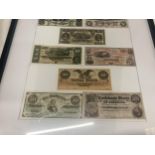 NINE COPIES OF AMERICAN BANK NOTES, FRAMED