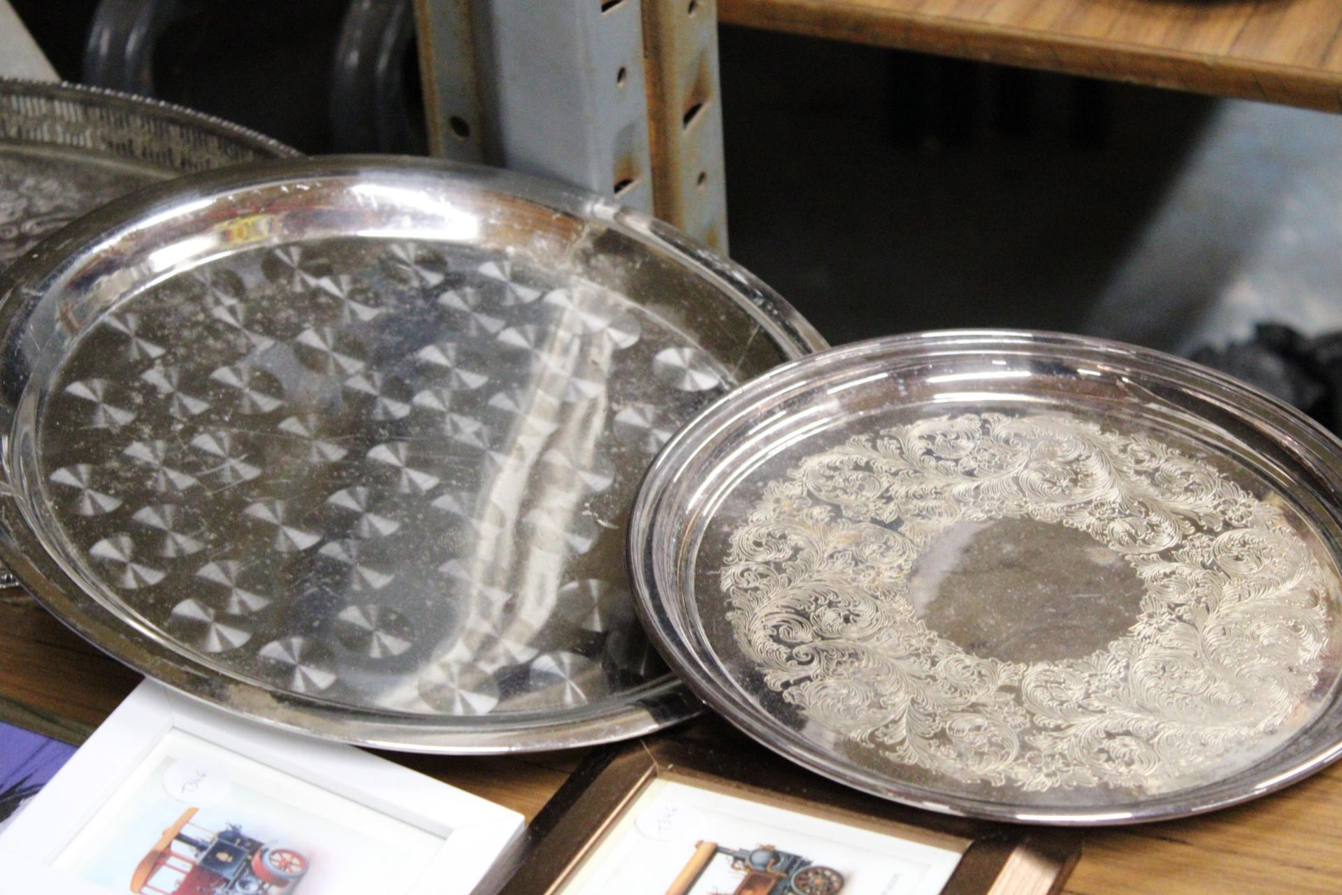 THREE SILVER PLATED TRAYS TO INCLUDE ONE GALLERIED - Image 5 of 5