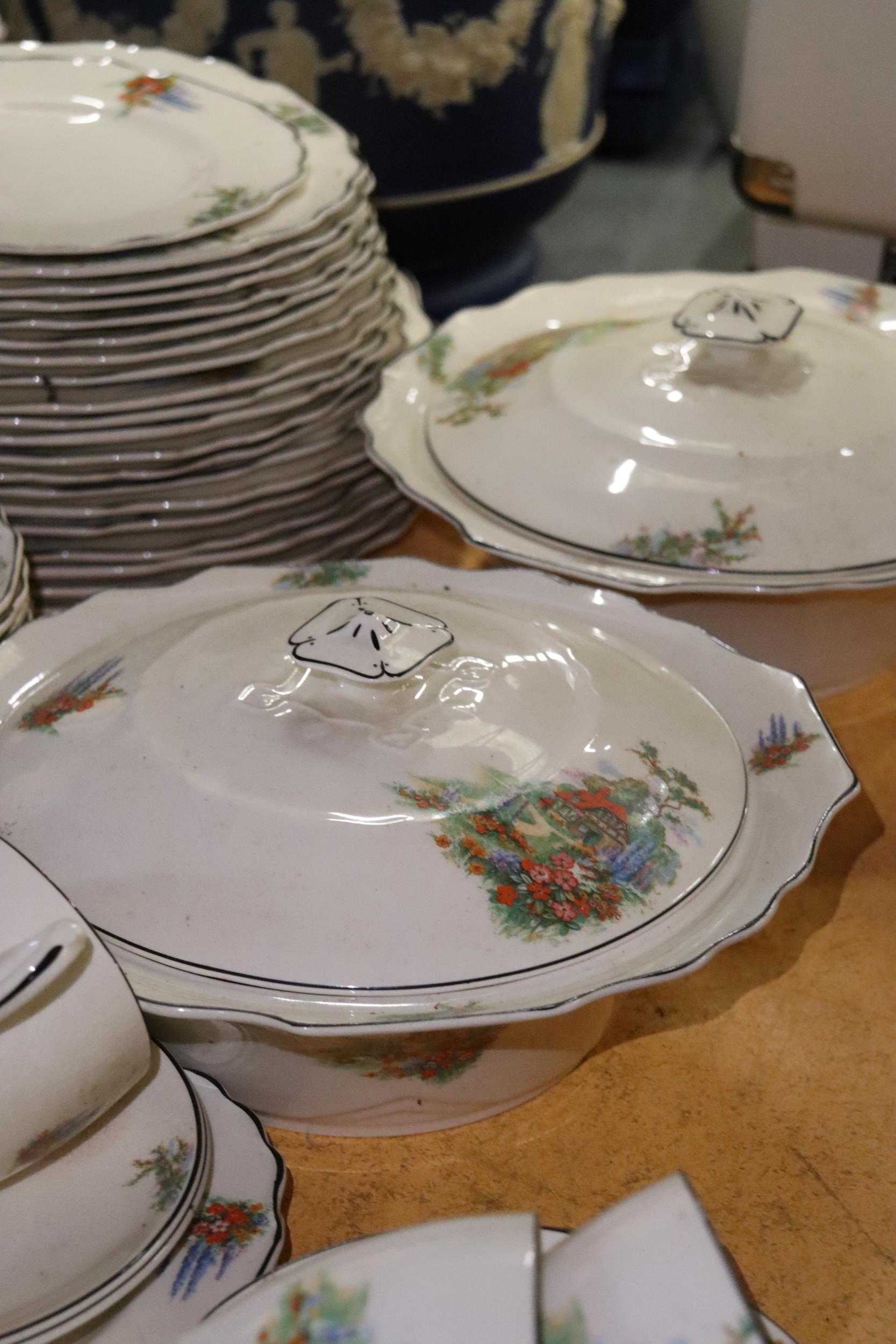 A MYOTT STAFFORDSHIRE DINNER SERVICE TO INCLUDE TUREENS, BOWLS, SAUCE BOAT, PLATES, ETC., - Image 9 of 10