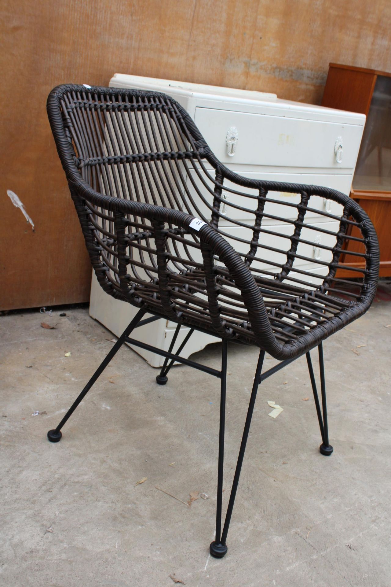 A WICKER AND BAMBOO ARMCHAIR - Image 2 of 2