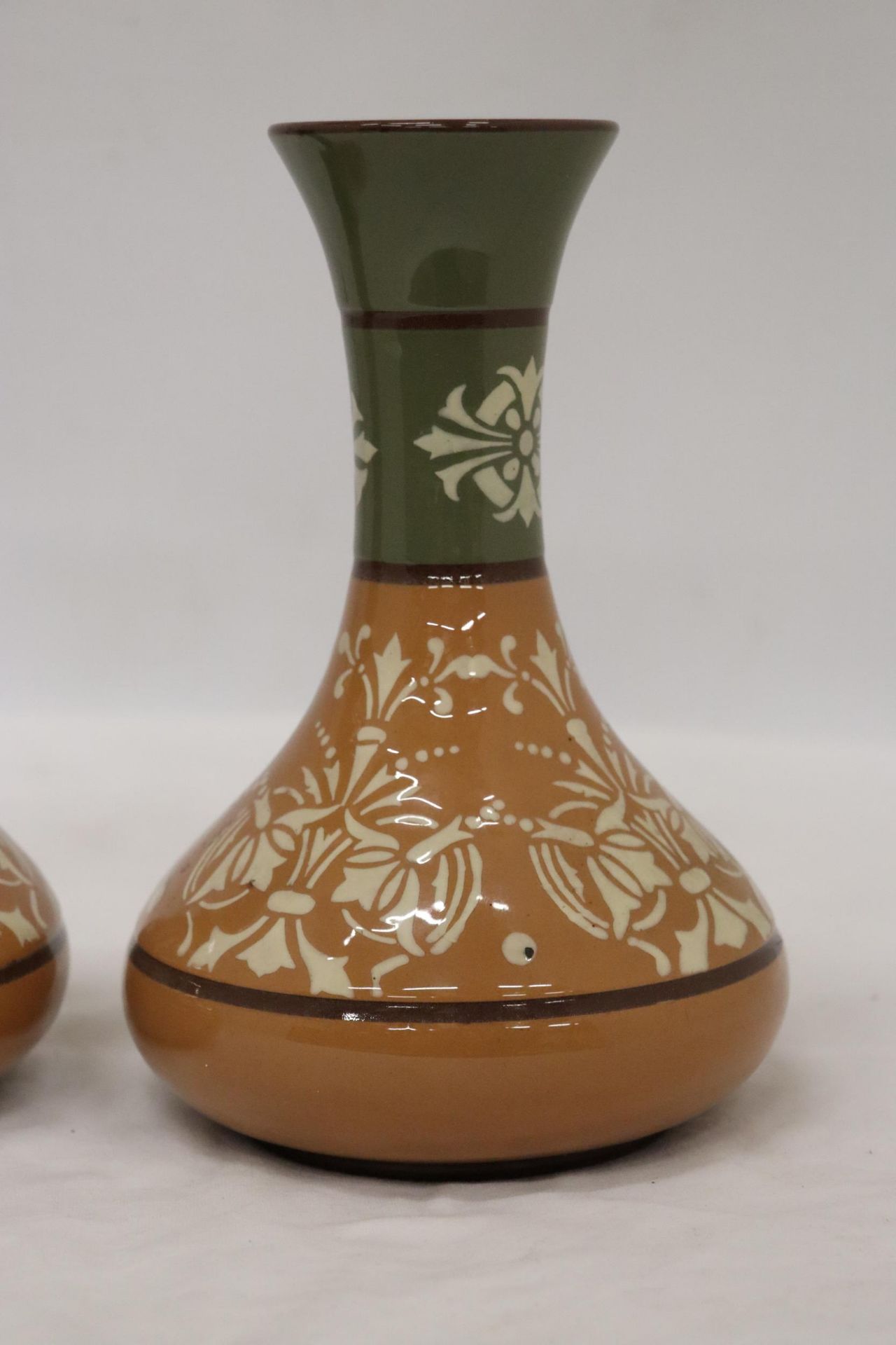 A PAIR OF LANGLEY LOVIQUE WARE ART POTTERY VASES - Image 2 of 4
