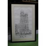 A FRAMED PRINT OF "THE MINSTER BEVERLEY" YORKSHIRE