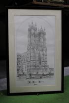 A FRAMED PRINT OF "THE MINSTER BEVERLEY" YORKSHIRE