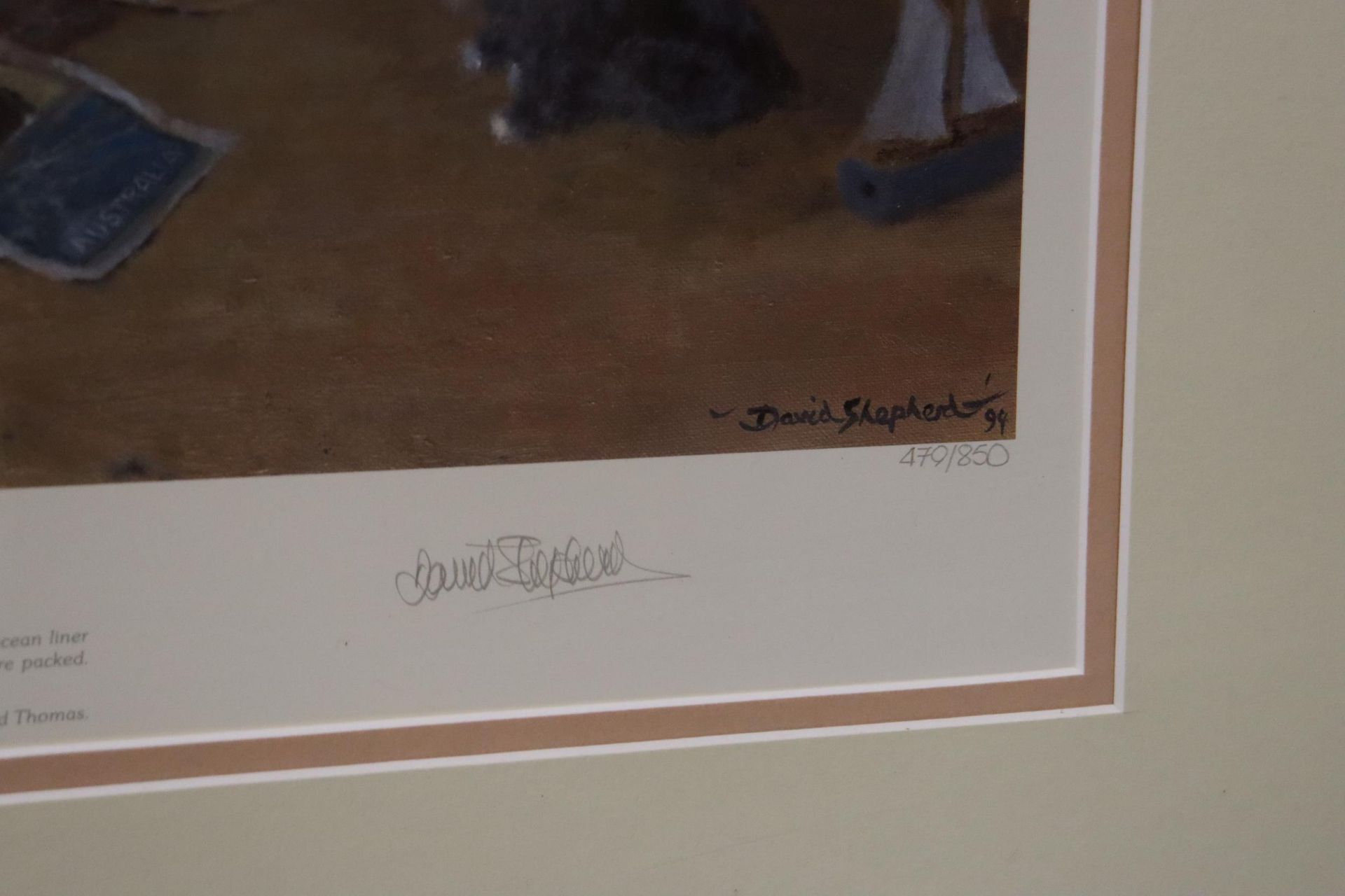 A LIMITED EDITION 479/850, SIGNED DAVID SHEPHERD, PRINT TITLED 'BUT TEDDY DOESN'T NEED A TICKET', - Image 3 of 6