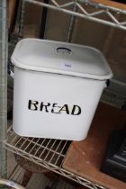 A RETRO ENAMEL BREAD BIN WITH LID