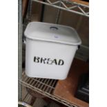 A RETRO ENAMEL BREAD BIN WITH LID