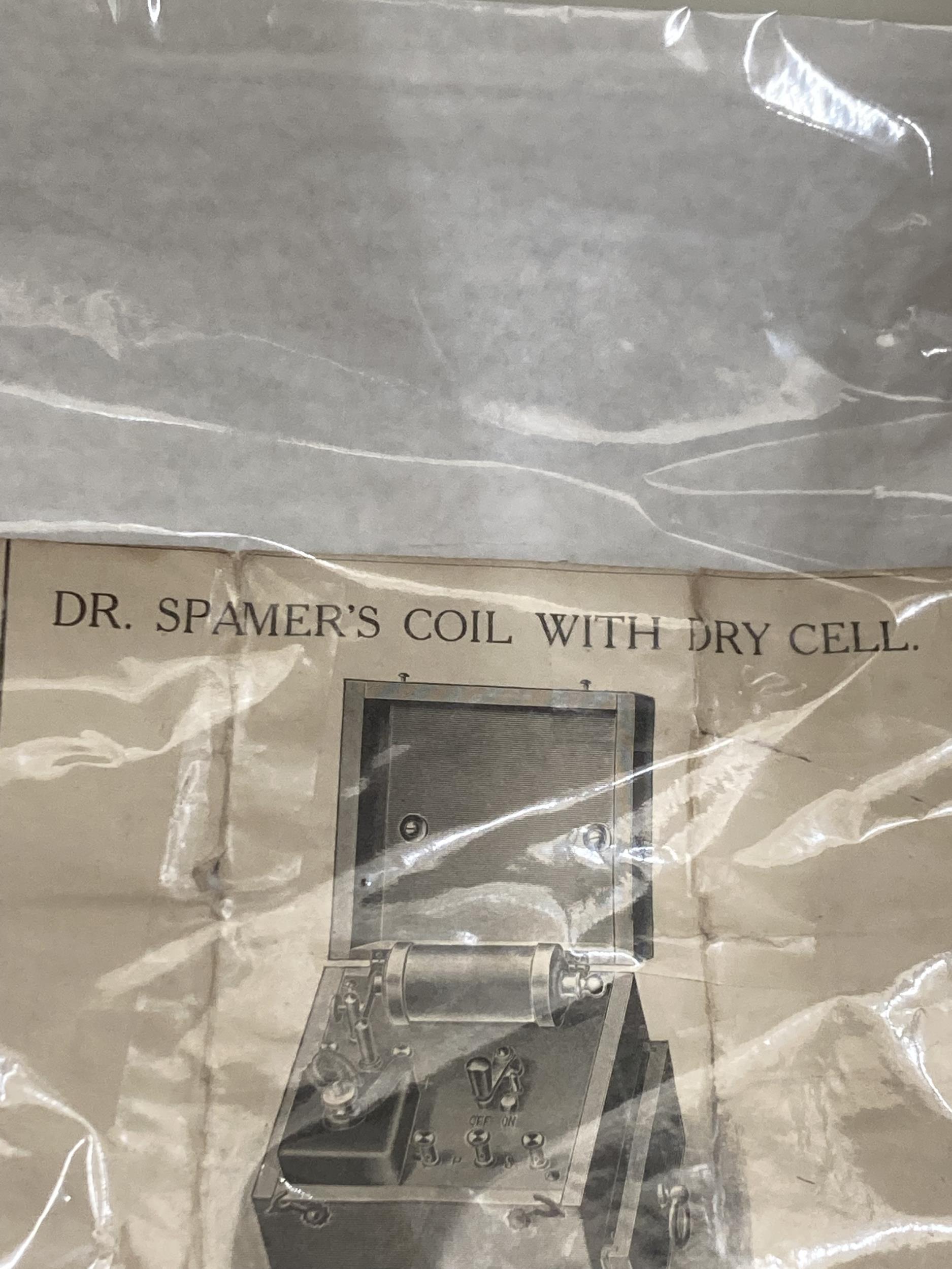 A DR SPAMERS COIL WITH DRY CELL BATTERY ELECTRIC SHOCK MACHINE WITH INSTRUCTIONS - Image 3 of 5