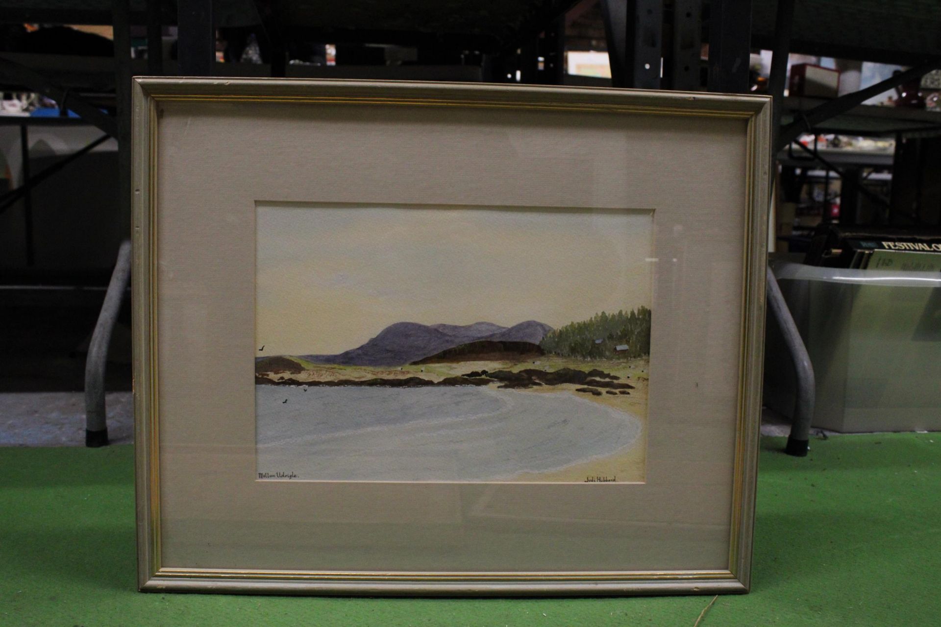 THREE FRAMED WATERCOLOURS TO INCLUDE A MAN MENDING FISHING NETS, A SEASCAPE, RIVER SCENE PLUS A - Image 5 of 5