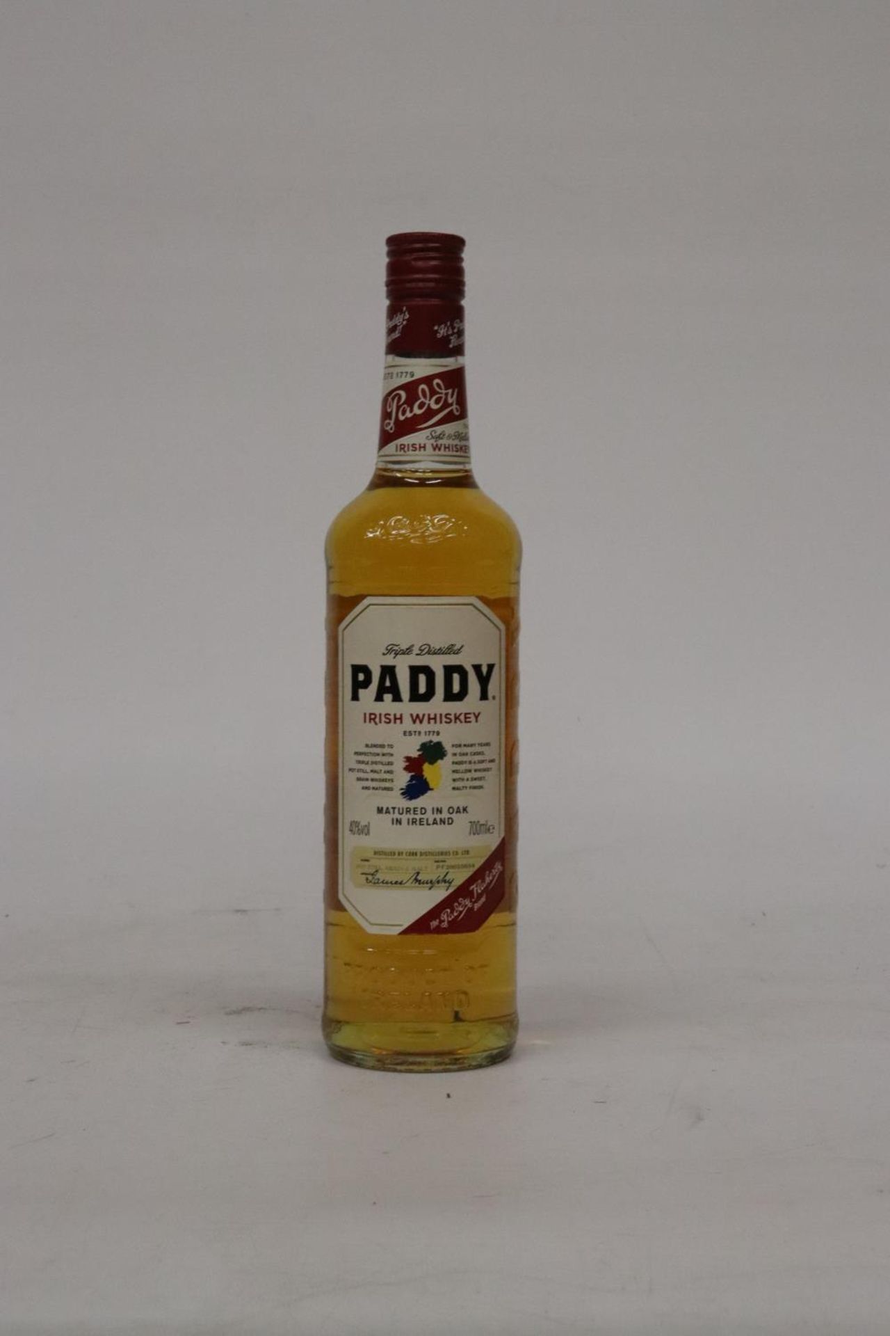 A 70CL BOTTLE OF PADDY IRISH WHISKY