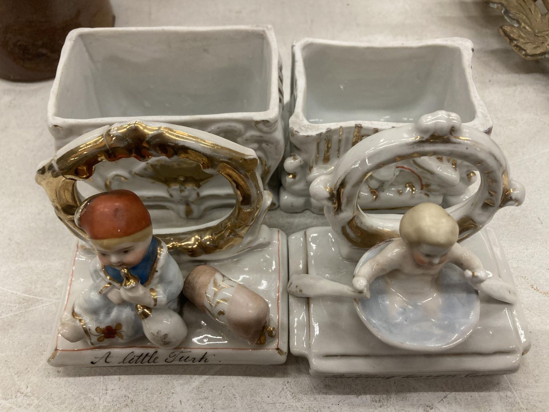 TWO VINTAGE GERMAN FAIRINGS TRINKET BOXES, TO INCLUDE 'A LITTLE TURK' - RESTORED AND 'PADDLING HIS - Image 2 of 4