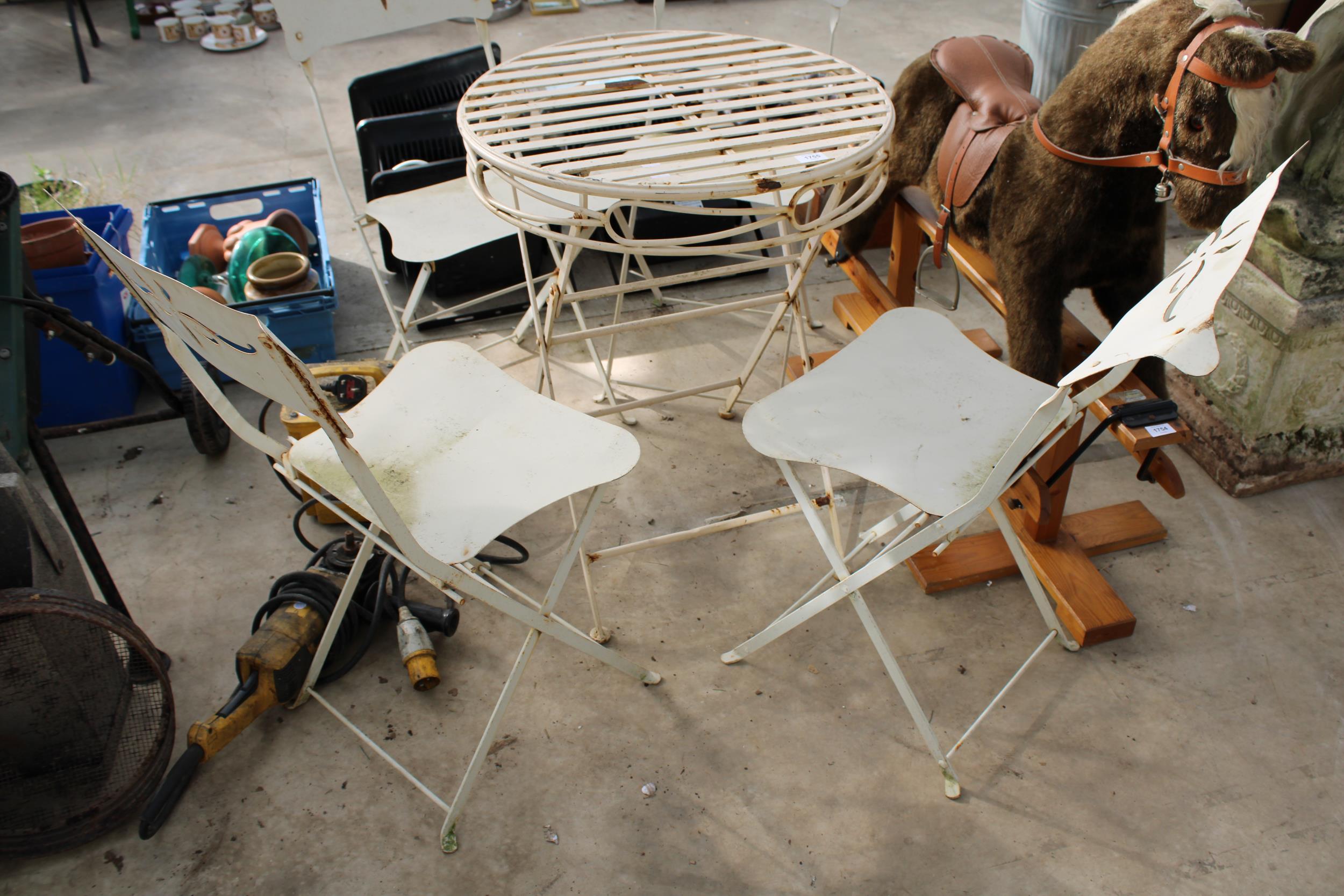 A METAL FOLDING BISTRO SET COMPRISING OF A ROUND TABLE AND FOUR CHAIRS - Image 3 of 3