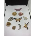 A QUANTITY OF VARIOUS BROOCHES