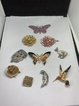 A QUANTITY OF VARIOUS BROOCHES