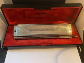 A HOHNER CHROMONICA 280C HARMONICA WITH ORIGINAL CASE