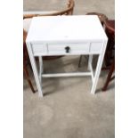 AN OAK WHITE PAINTED SIDE TABLE