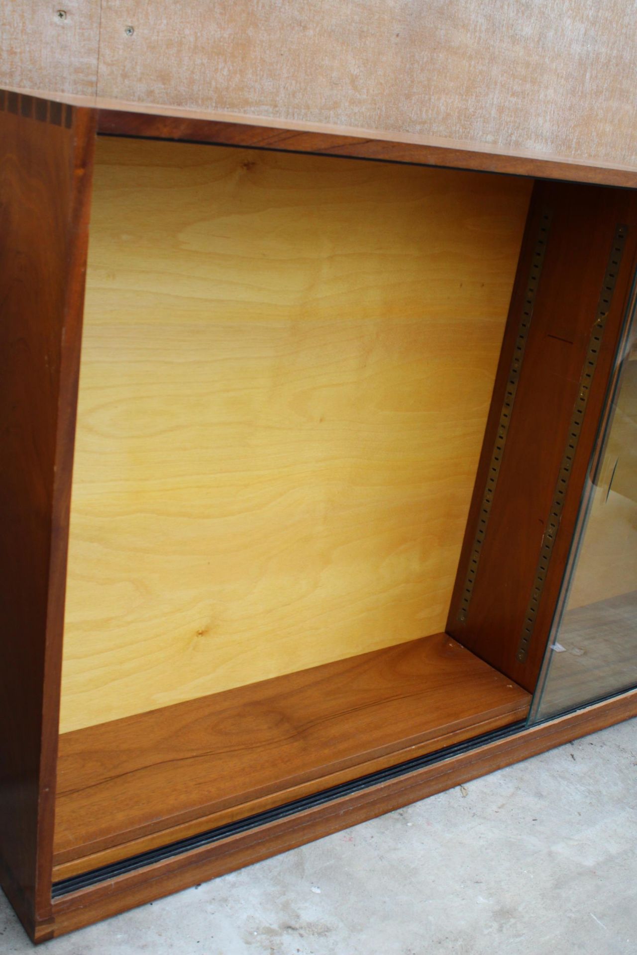 A RETRO TEAK BOOKCASE WITH TWO SLIDING DOORS 59" WIDE - Image 2 of 3