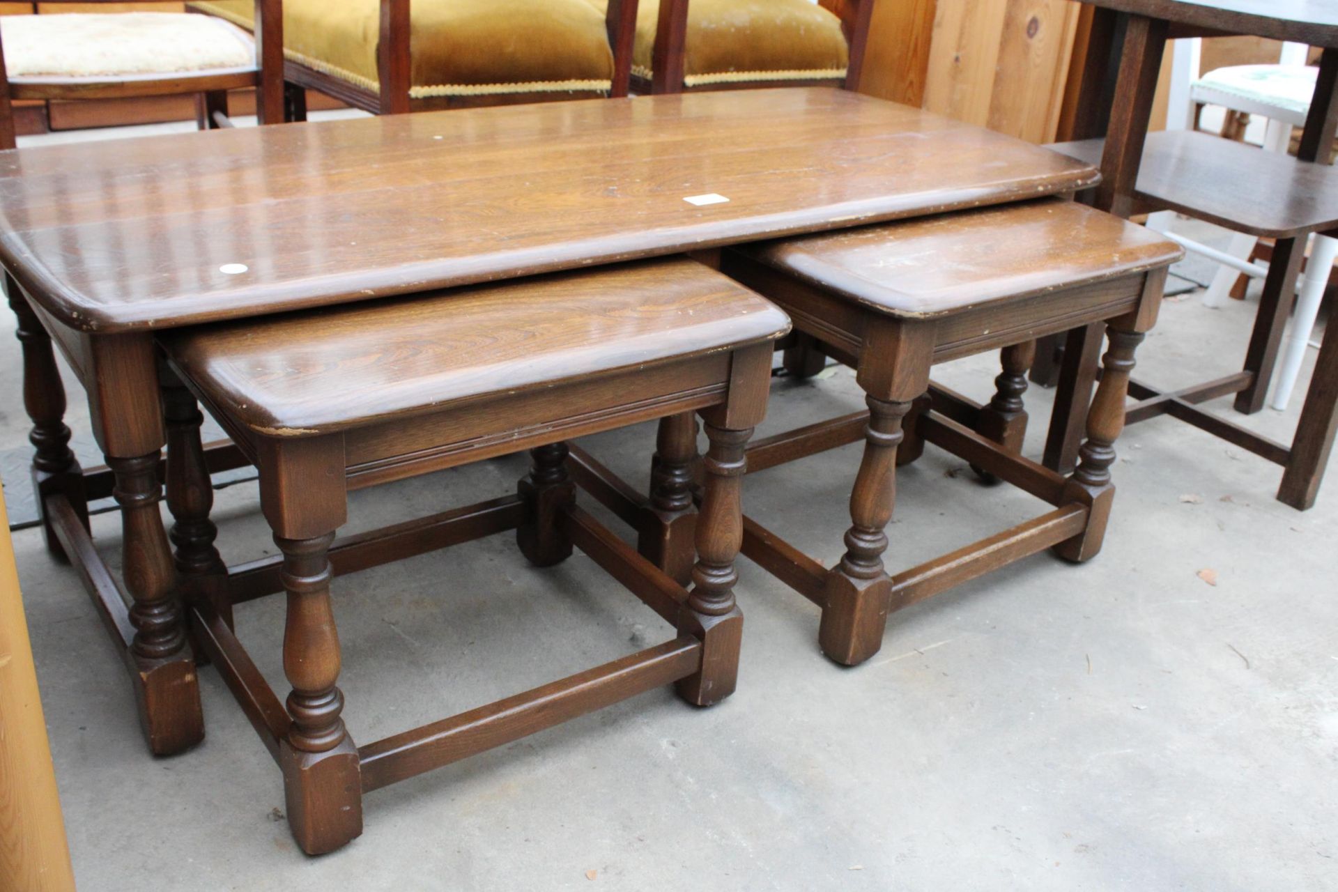 AN ELM ERCOL OLD COLONIAL STYLENEST OF THREE TABLES - Image 2 of 2