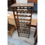 A MODERN OAK TEN TIER OPEN FORTY BOTTLE WINE RACK, 19.5" WIDE