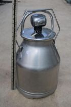 A STAINLESS STEEL FULLWOOD MILKING BUCKET WITH LID