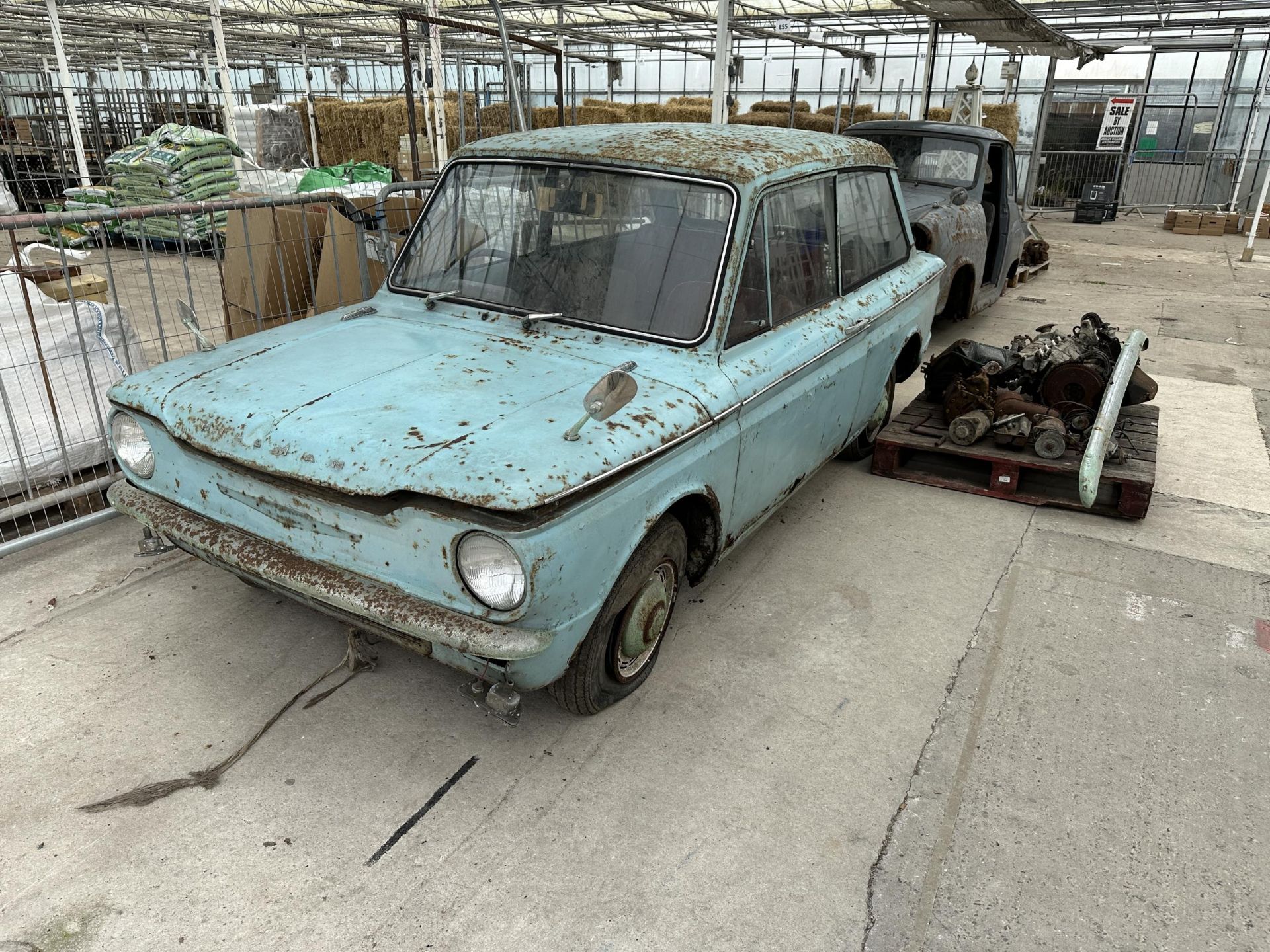 A VINTAGE HILMAN IMP BARN FIND RESTORATION PROJECT COMPLETE WITH AN ASSORTMENT OF SPARE PARTS TO