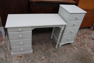 A PAINTED DRESSING TABLE AND FOUR DRAWER CHEST
