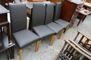 FOUR FAUX LEATHER MARKS AND SPENCER DINING CHAIRS