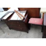 A STAG MINSTREL DRESSING TABLE AND STOOL 42" WIDE