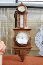 A VINTAGE OAK CASED WALL BAROMETER