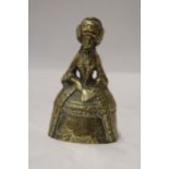 A VINTAGE BRASS BELL MODELLED AS A VICTORIAN WOMAN
